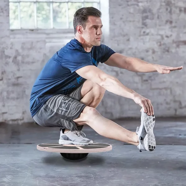 Planche d'équilibre en bois non ald, disque robuste, entraînement à l'équilibre, entraînement à la taille, planche de yoga torsadée, exercice de gym, équipements de fitness – Image 5