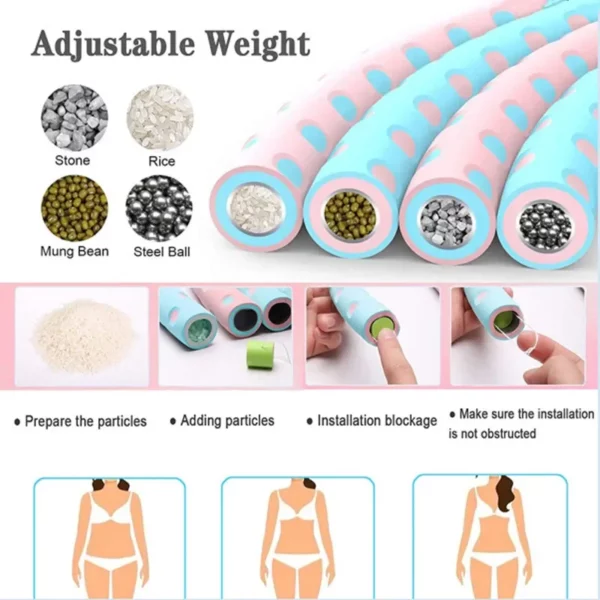 Cerceau lesté pour la perte de poids, boucle de fitness, cercle de yoga, exercice de taille, cerceau de sport amincissant, massage de musculation, forme de gymnastique, taille fine – Image 3