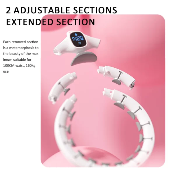 Cerceaux Hula Circle pondérés pour adultes, perte de poids, grande taille, exercice intelligent, 2 en 1, réglables avec poignées, nœuds amovibles – Image 4