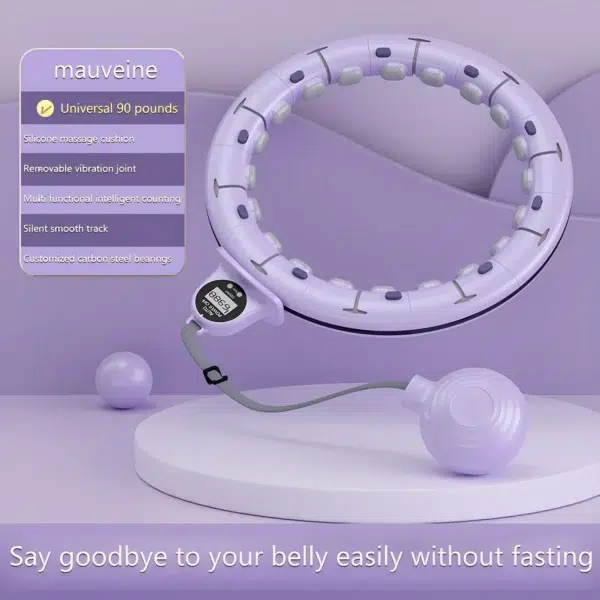 Cerceau de fitness intelligent pour adultes et débutants, cercle d'exercice lesté avec balle et compteur, idéal pour le massage – Image 2